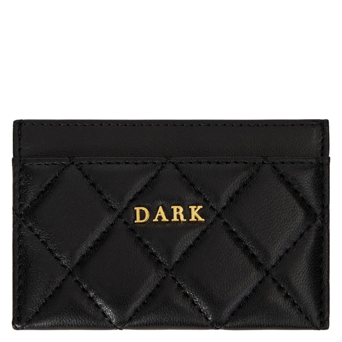 DARK Leather Quilted Card Holder Chocolate Brown