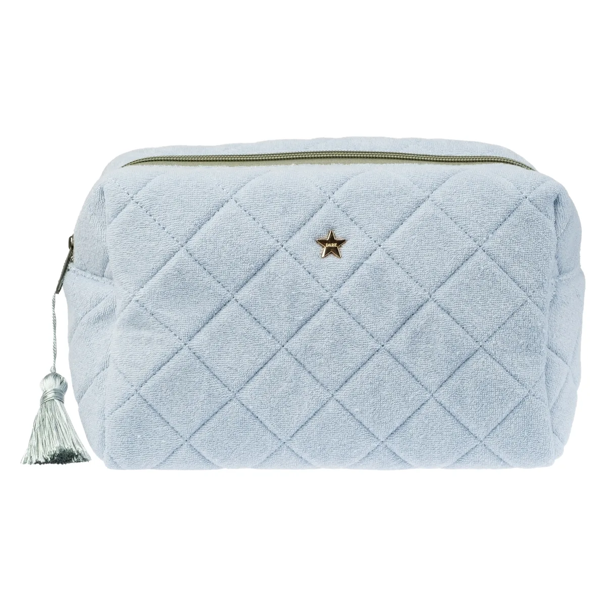 DARK Terry Quilted Make-Up Pouch Large Sand with Ibiza Blue