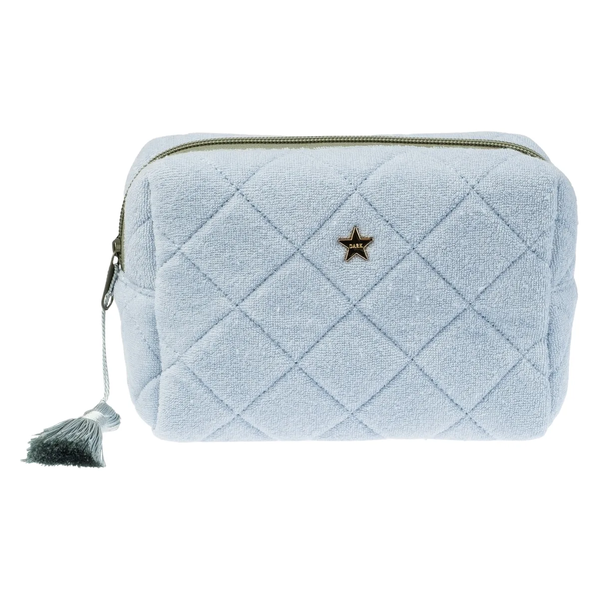 DARK Terry Quilted Make-Up Pouch Small ─ Sand With Ibiza Blue