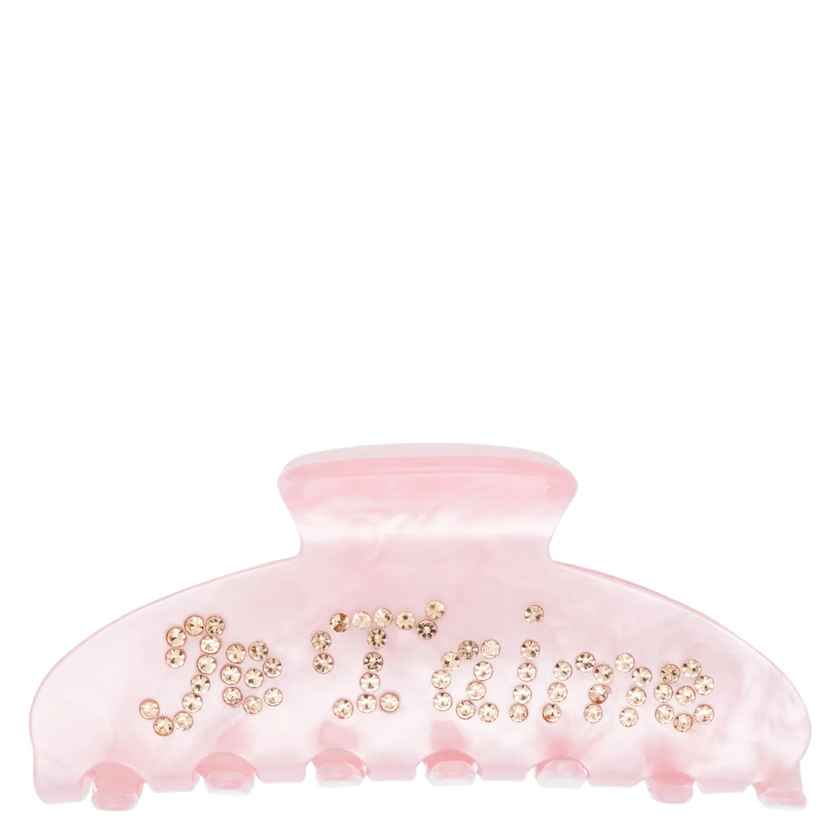 DARK Text Hair Claw ""Je t'aime"" Pale Rose