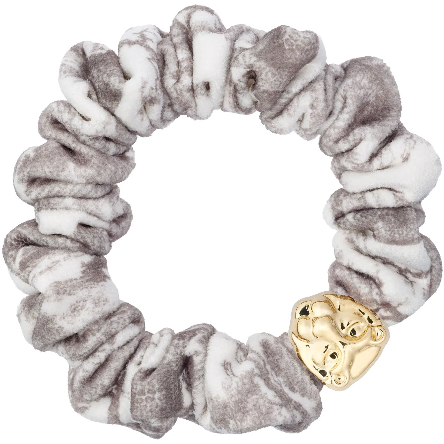 Dark Velvet Mini Scrunchie Warm Taupe Savannah Pattern - 1 pcs