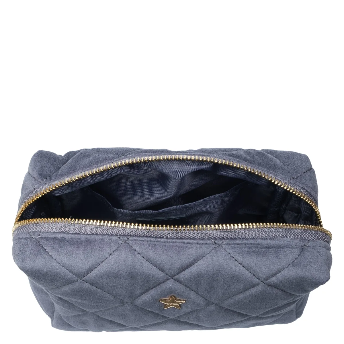 DARK Velvet Square Quilted Make-Up Pouch Small Grisalle Blue