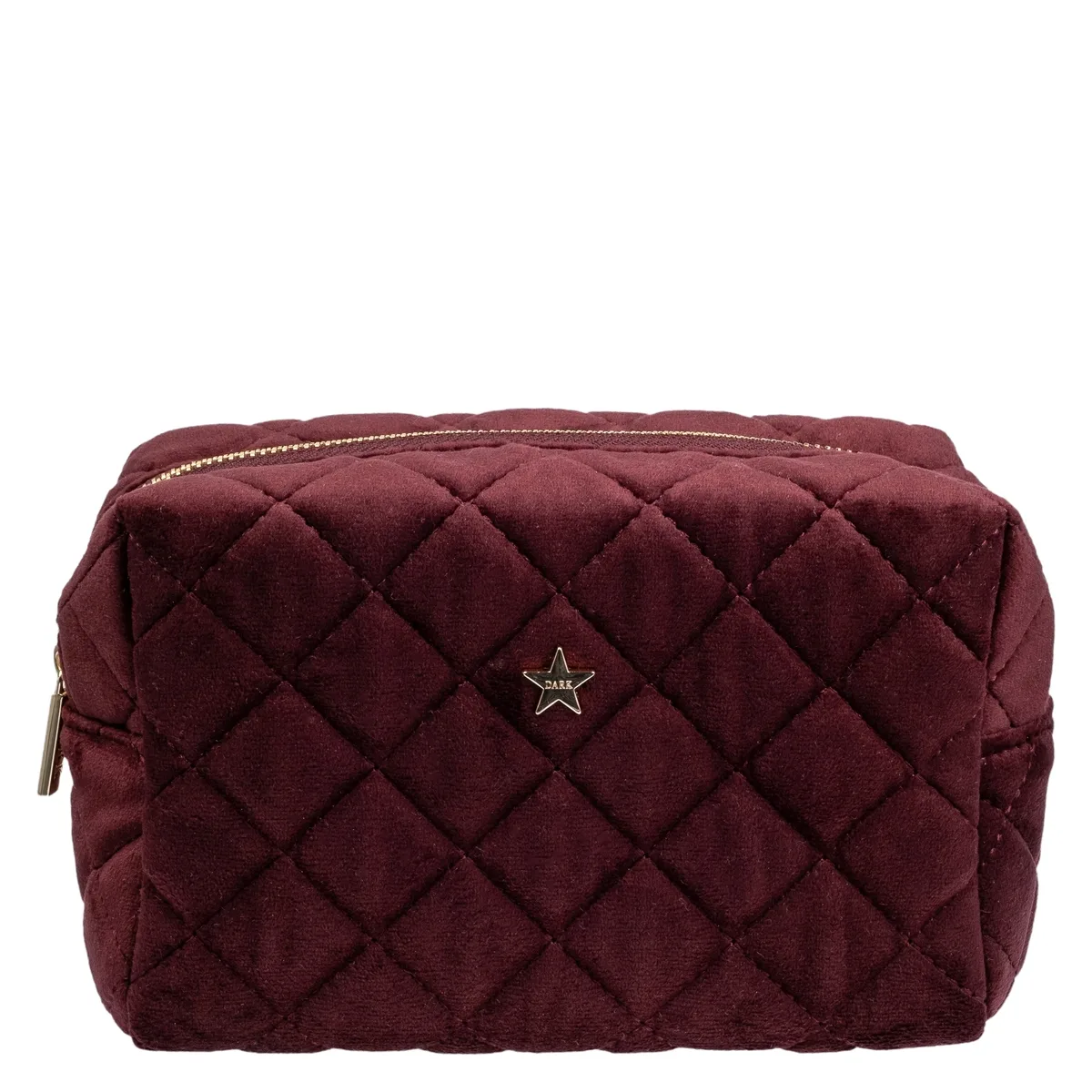 DARK Velvet Square Quilted Make-Up Pouch Small Maroon