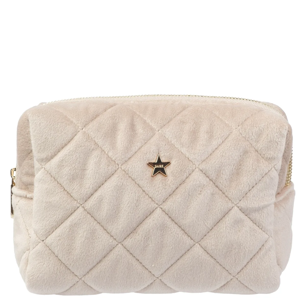 DARK Velvet Square Quilted Make-Up Pouch Small Dark Sand