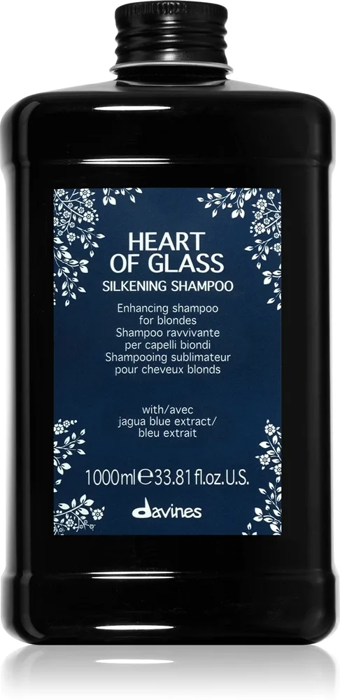 Davines Heart of Glass Silkening Shampoo hellävarainen puhdistava shampoo vaaleille hiuksille 1000 ml