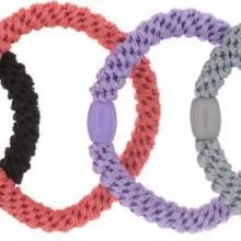 Dazzling Hair Ties 4-Pack Woven Black/Coral/Purple/Grey