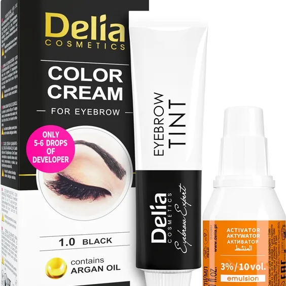 Delia Cosmetics Argan Oil Ögonbrynsfärg Skugga 1.0 Black 15 ml