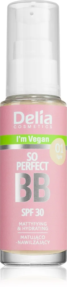 Delia Cosmetics BB So Perfect mattapinnan antava BB-voide kosteuttava vaikutus sävy 01 Light 30 ml