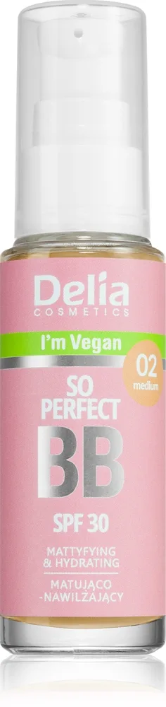 Delia Cosmetics BB So Perfect mattapinnan antava BB-voide kosteuttava vaikutus sävy 02 Medium 30 ml