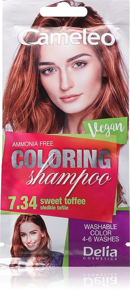 Delia Cosmetics Cameleo Coloring Shampoo sävyttävä shampoo hiuksiin sävy 7.34 Sweet Toffee 40 ml