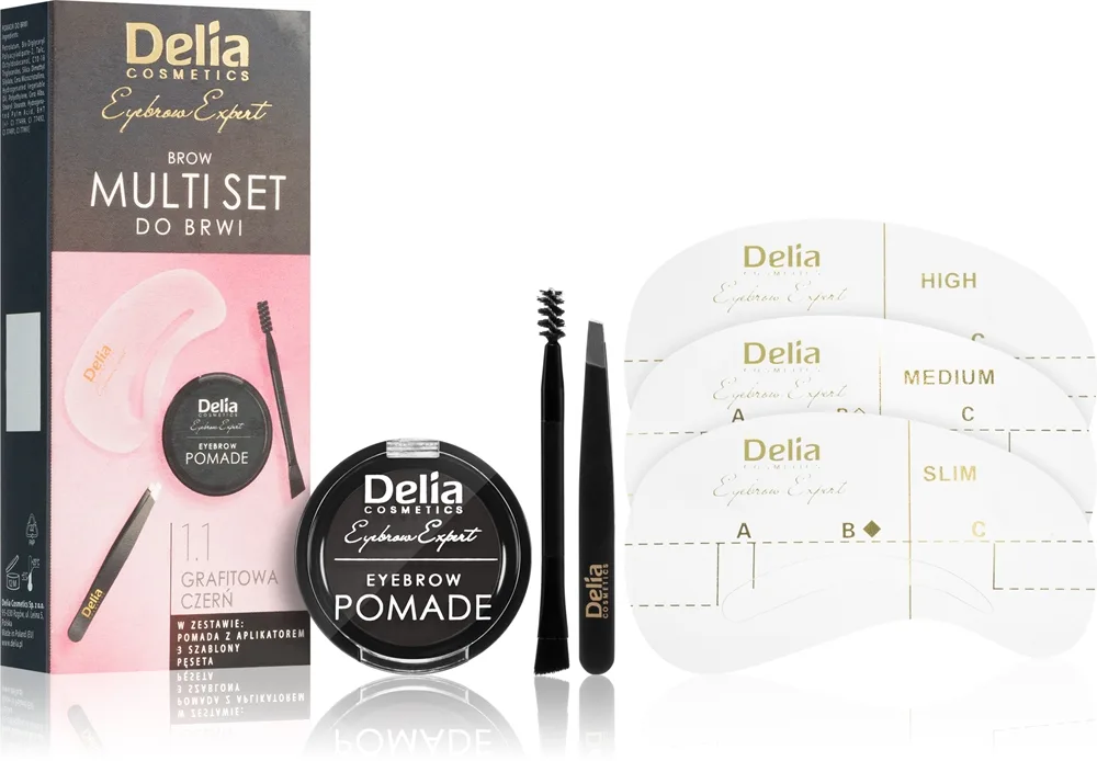 Delia Cosmetics Eyebrow Expert Zest kulmakarvasetti sävy 1.1 Graphite Black 1 kpl