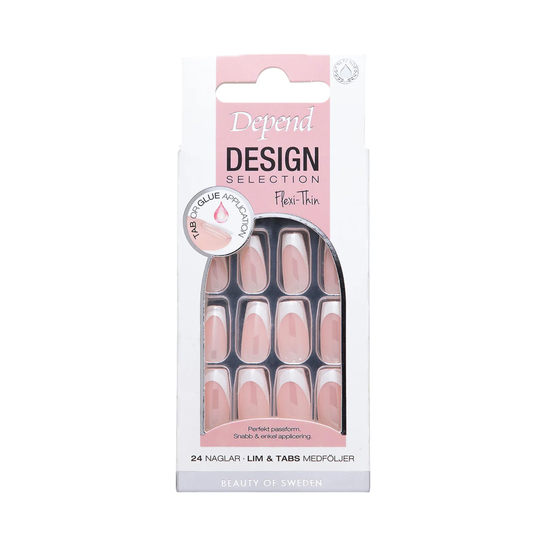 Depend Design Selection French White Chrome Short Coffin nord - 24 pcs