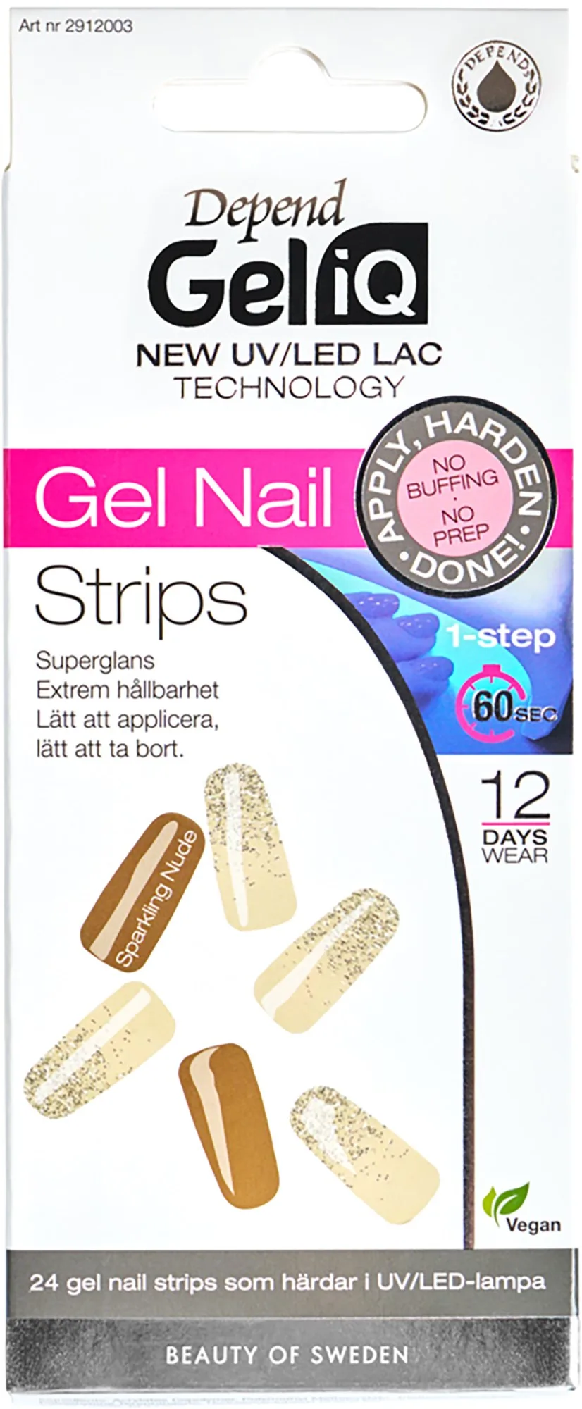 Depend Cosmetic Gel iQ Gel Nail Strips 24 pieces - Sparkling Nude