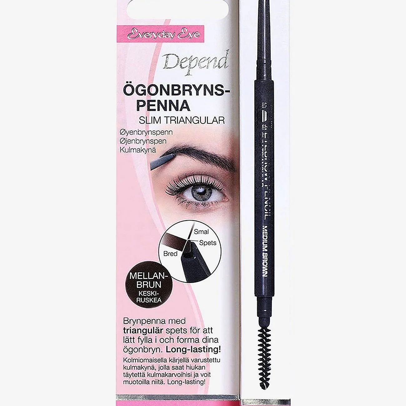 Depend Cosmetic Ögonbrynspenna Slim Triang. Mellanbrun - Brown - ONE SIZE