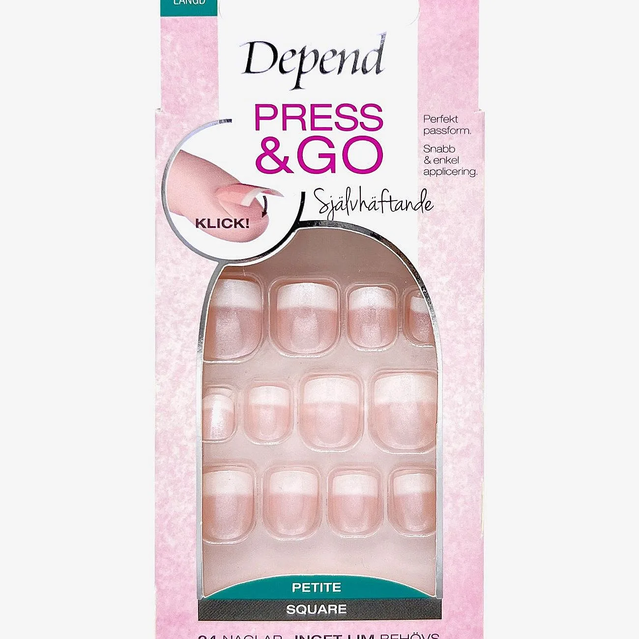 Depend Press & Go French Look Pink Shimmer Petite Square 24pcs