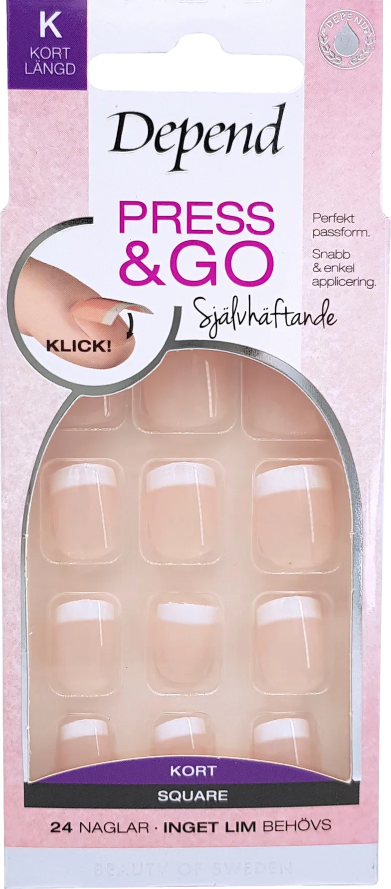 Depend Press & Go French Look Rosa Square Kort