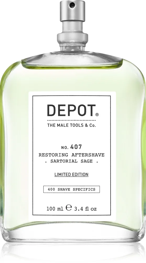 DEPOT 400 SHAVE SPECIFICS NO. 407 RESTORING AFTERSHAVE virkistävä partavesi Sartorial Sage 100 ml