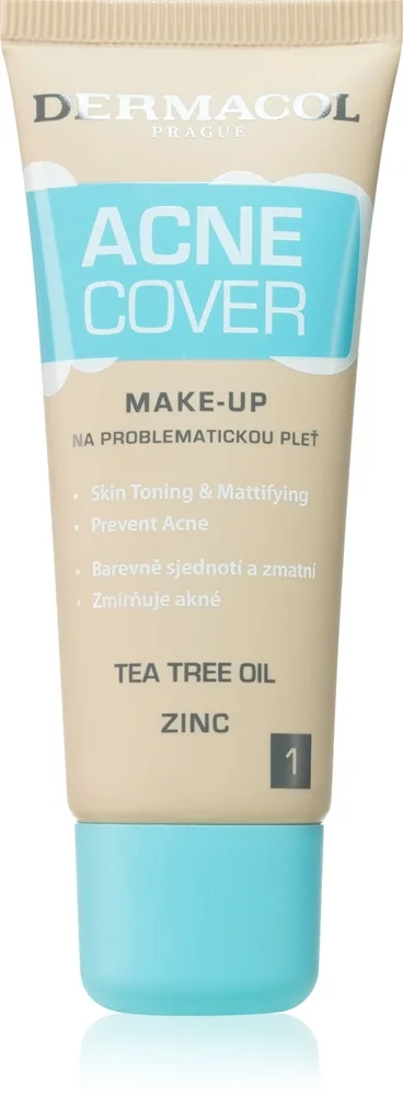 Dermacol Acne Cover rauhoittava meikkivoide sisältää teepuuöljyä sävy No.1 30 ml