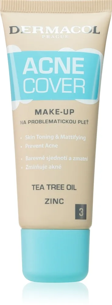 Dermacol Acne Cover rauhoittava meikkivoide sisältää teepuuöljyä sävy No. 3 30 ml