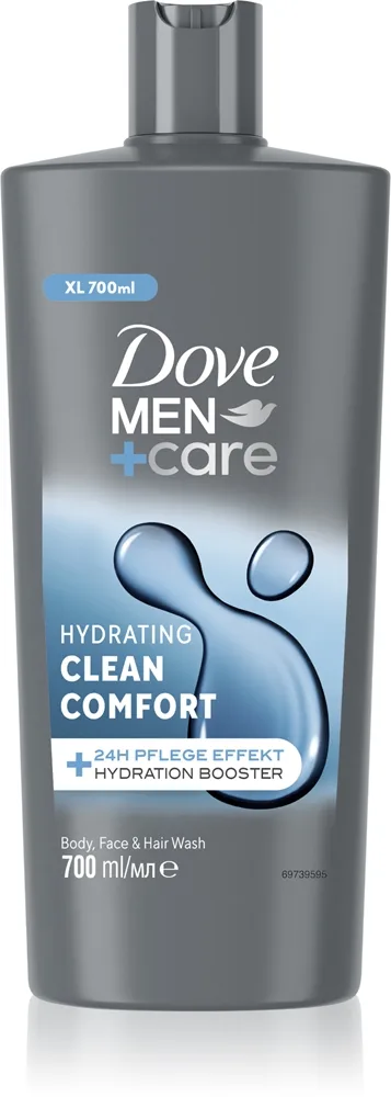 Dove Men+Care Clean Comfort Duschtvål för ansikte, kropp och hår 700 ml