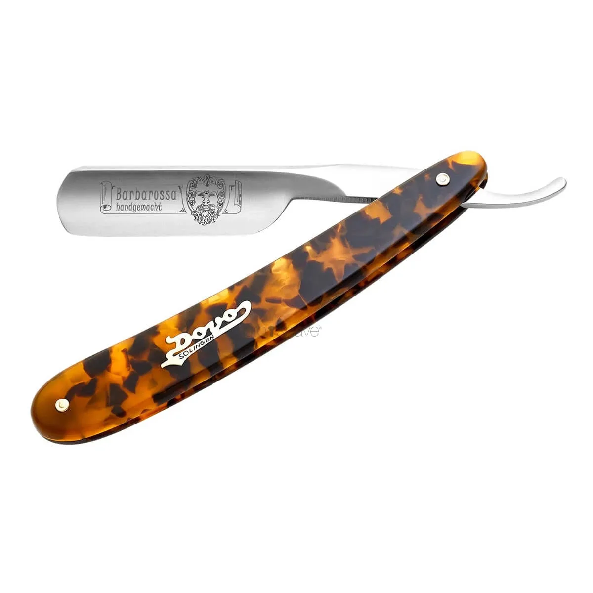 Dovo Solingen Straight Razor 5/8, Round nose, Barbarossa, Kort, Imit. skildpaddeskjold