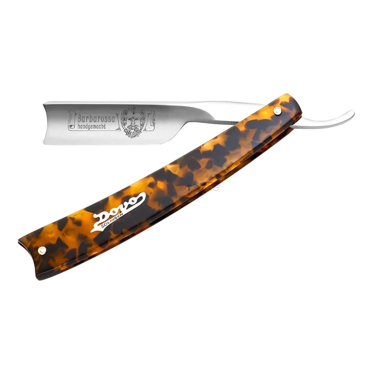 Dovo Solingen Straight Razor 5/8, Spanish point, Barbarossa, Kort, Imit. skildpaddeskjold
