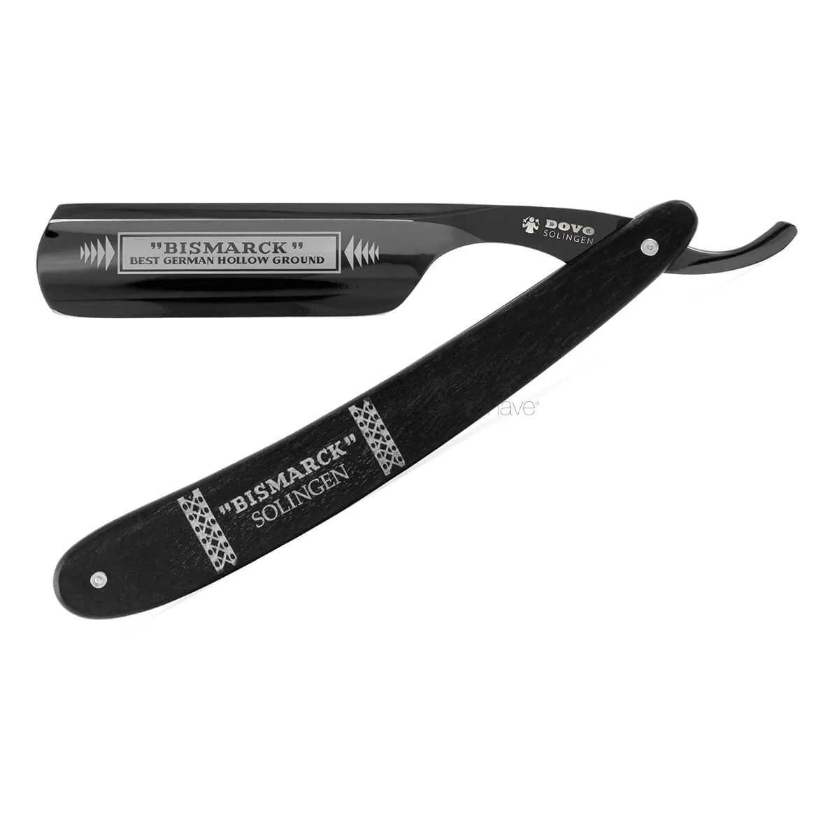 Dovo Solingen Straight Razor 6/8, Round nose, Bismarck, Sort & Ibenholt