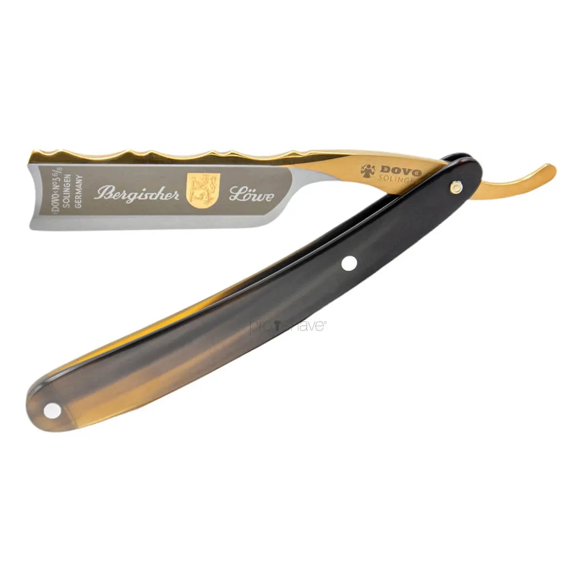 Dovo Solingen Straight Razor 6/8, Spanish point, Bergischer Löwe, Horn