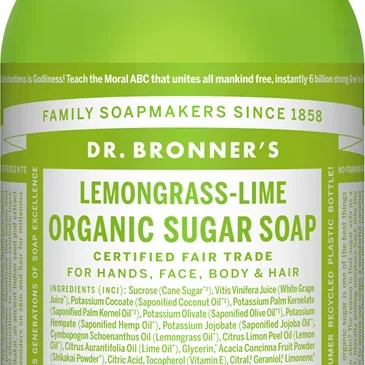 Dr. Bronner’s Lemongrass & Lime Flytande tvål för kropp och hår 355 ml