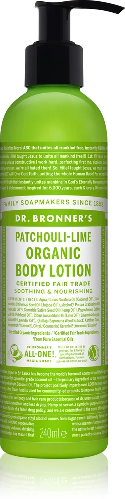 Dr. Bronner’s Patchouli & Lime tehokas uudistava vartalovoide 240 ml