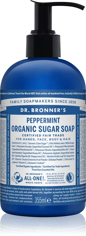 Dr. Bronner’s Peppermint Flytande tvål för kropp och hår 355 ml