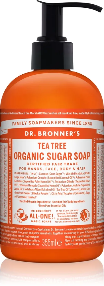 Dr. Bronner’s Tea Tree Flydende sæbe til krop og hår 355 ml