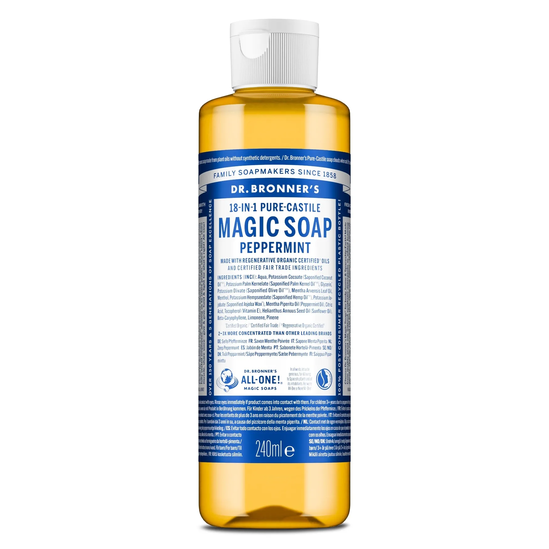 Dr.Bronner's Pure Castile Liquid Soap Peppermint 240 ml