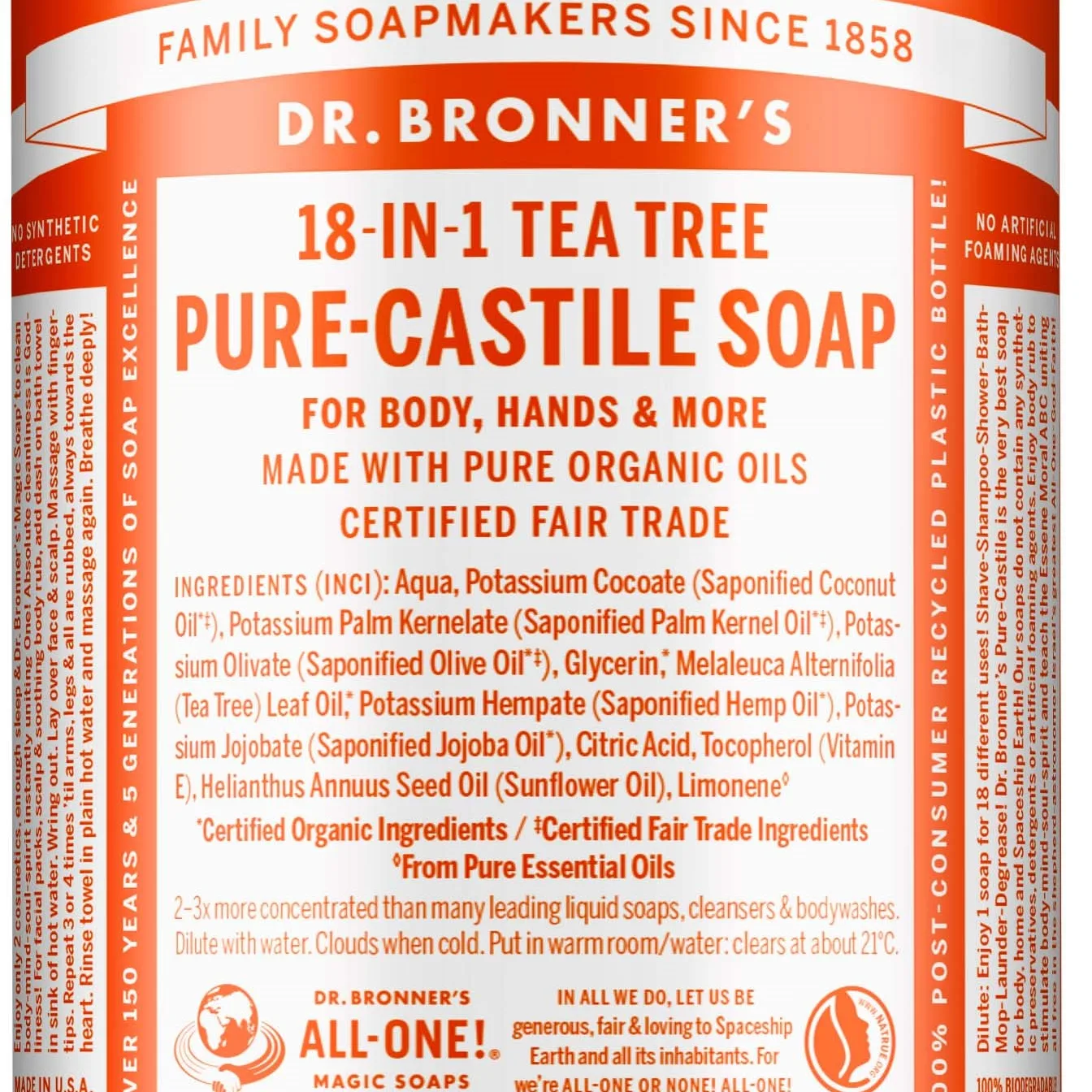 Dr. Bronner's Pure Castile Liquid Soap Tea Tree 945 ml