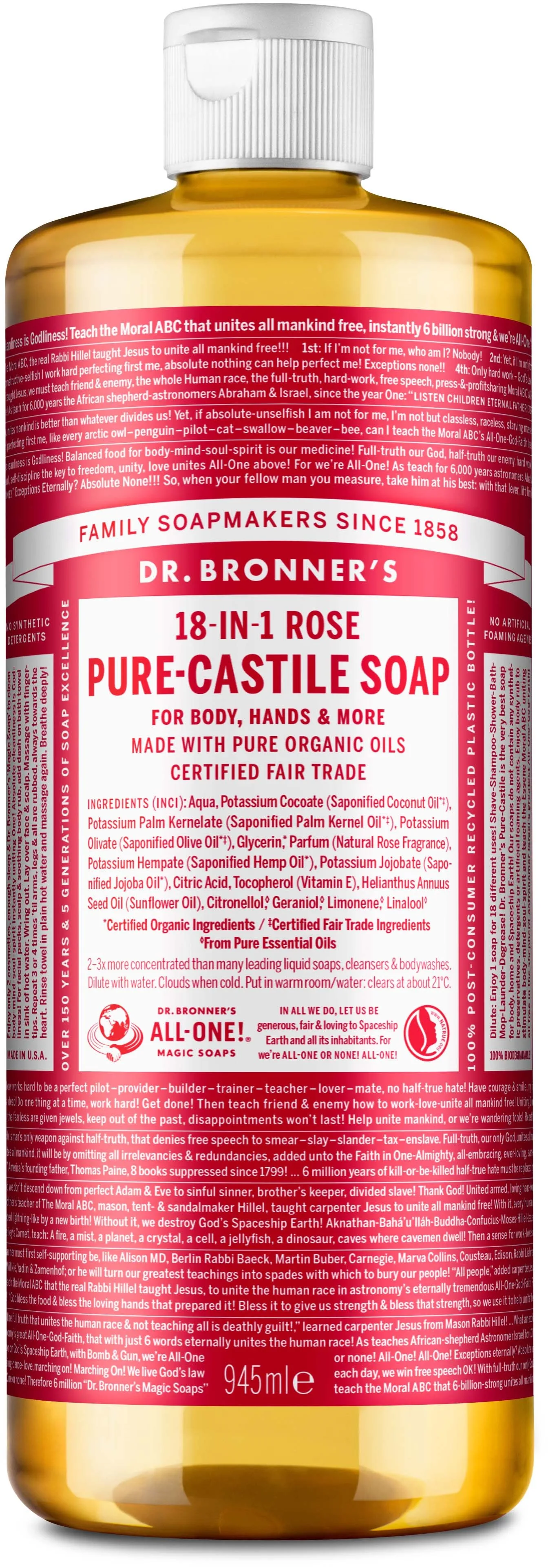 Dr. Bronner's Pure-Castile Soap Rose 945 ml