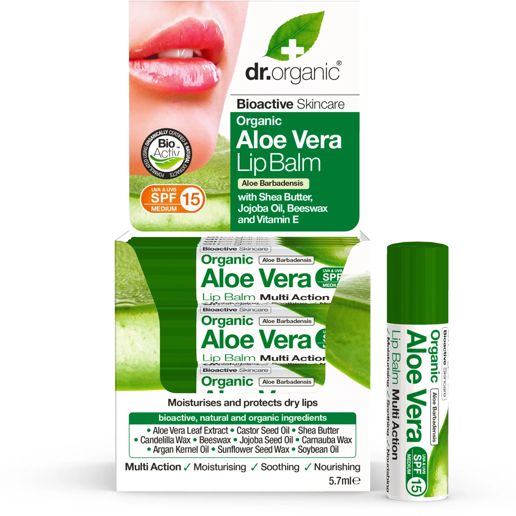 Dr. Organic Aloe Vera Lipbalm 5 ml