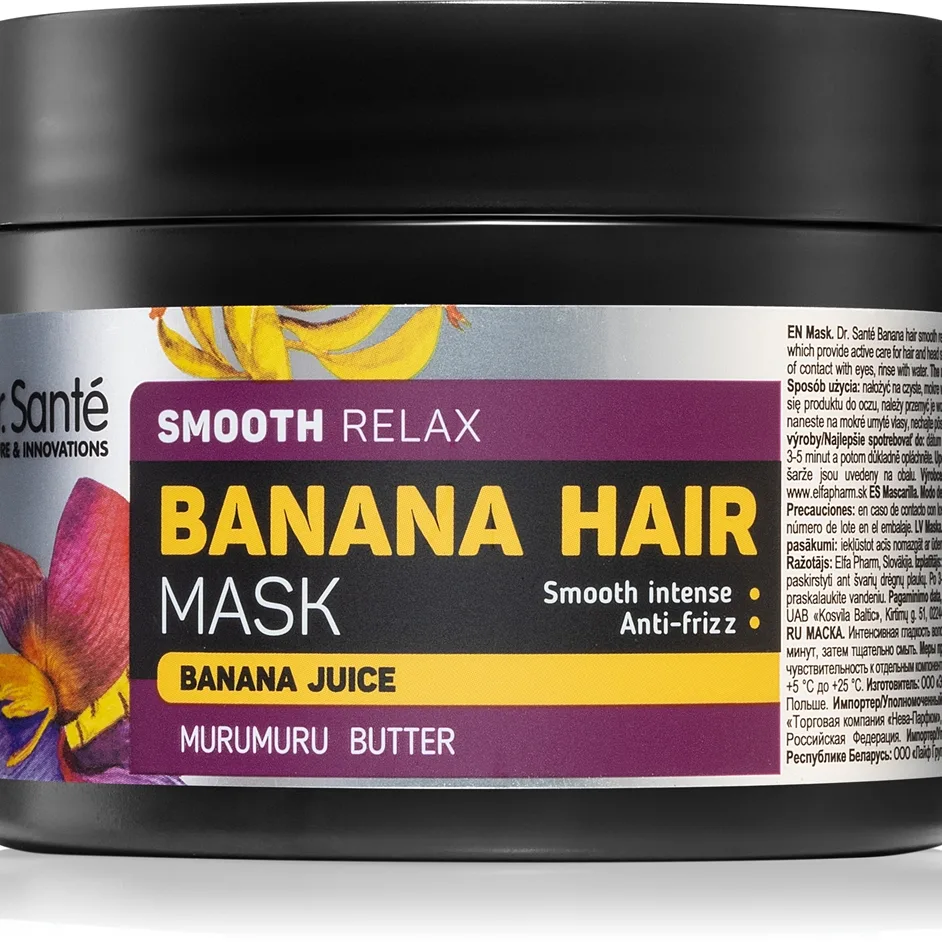 Dr. Santé Banana kosteuttava ja silottava naamio kuiville hiuksille 1000 ml