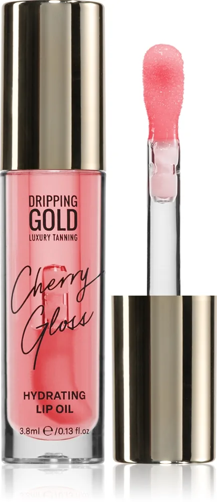 Dripping Gold Hydrating Cherry Gloss Læbeolie med fugtgivende virkning Skygge Cherry 3,8 ml