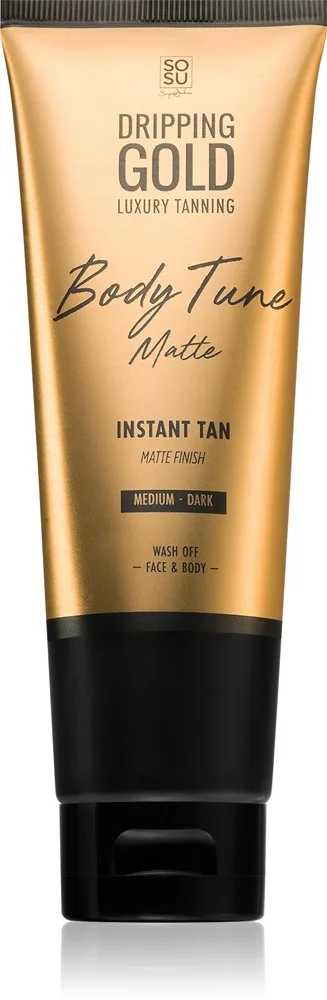 Dripping Gold Luxury Tanning Body Tune Selvbrunende krops- og ansigtslotion med øjeblikkelig effekt Medium-Dark 125 ml