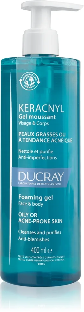 Ducray Keracnyl Foaming gel Rensende skum gel Til fedtet hud med tendens til akne 400 ml