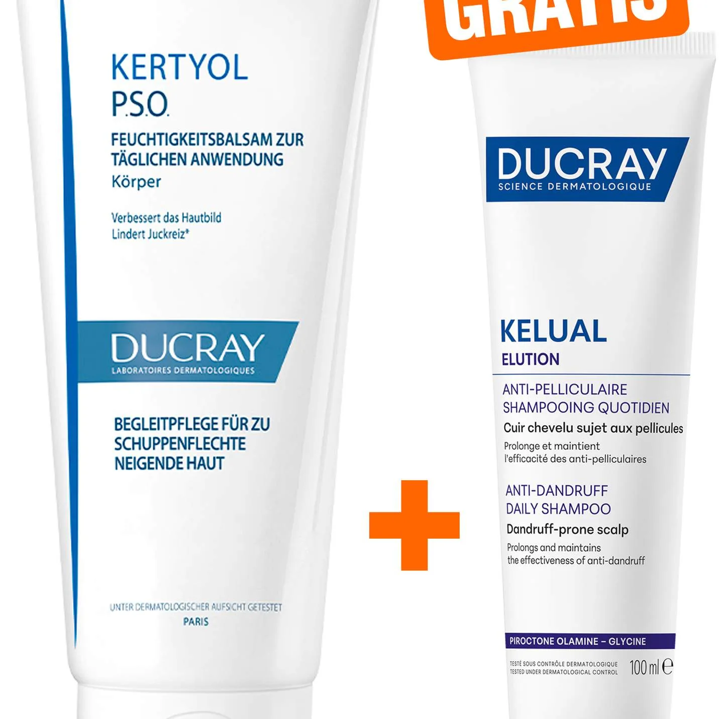 Ducray Kertyol PSO Feuchtigkeitsbalsam 200 ml + gratis Elution ausgl. Shampoo 100 ml - Bei Schuppenflechte