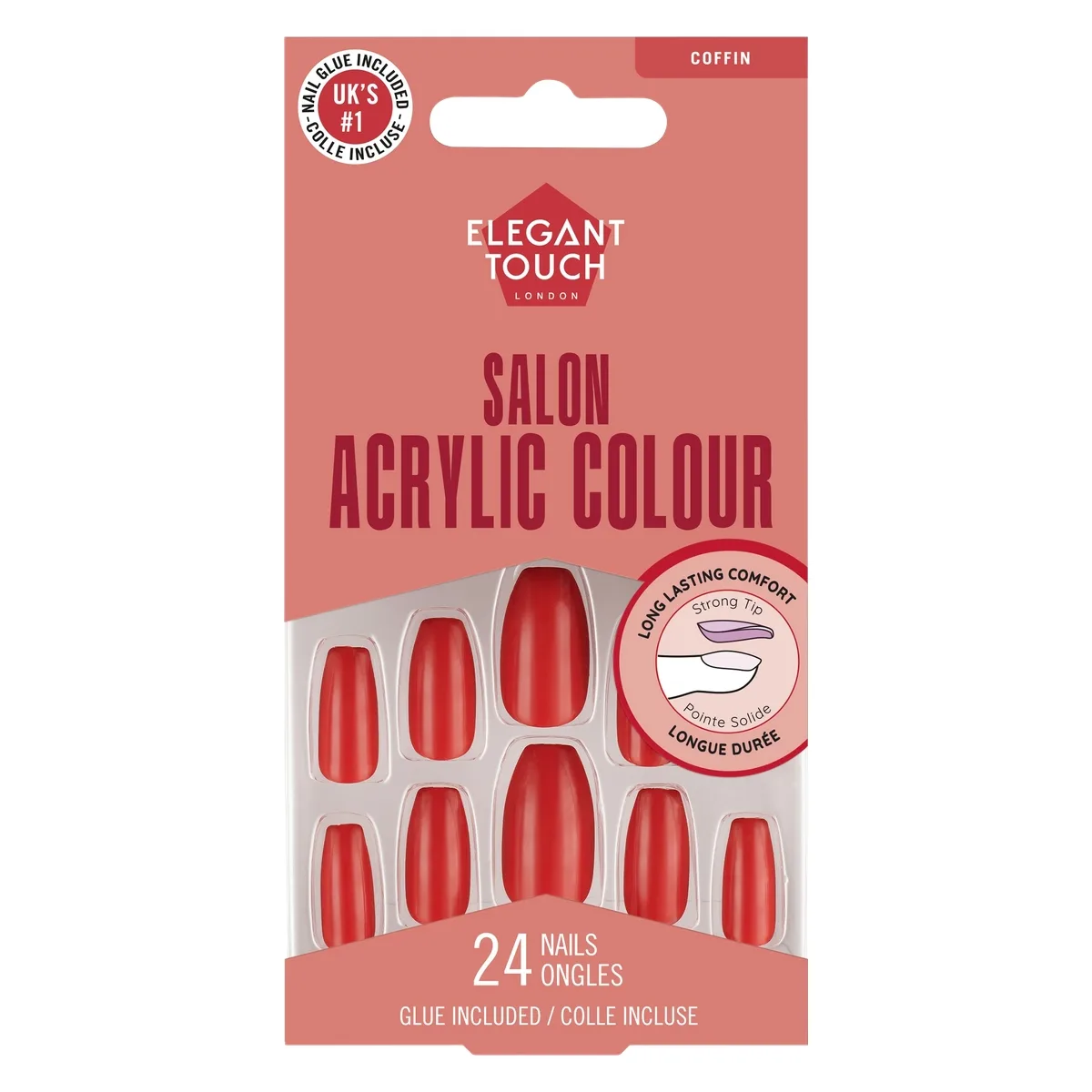 Elegant Touch Colour Acrylics Poppy Pomegranate 24pcs