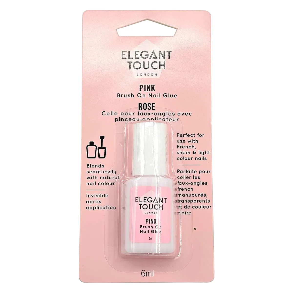 Elegant Touch Pink Brush On Nail Glue