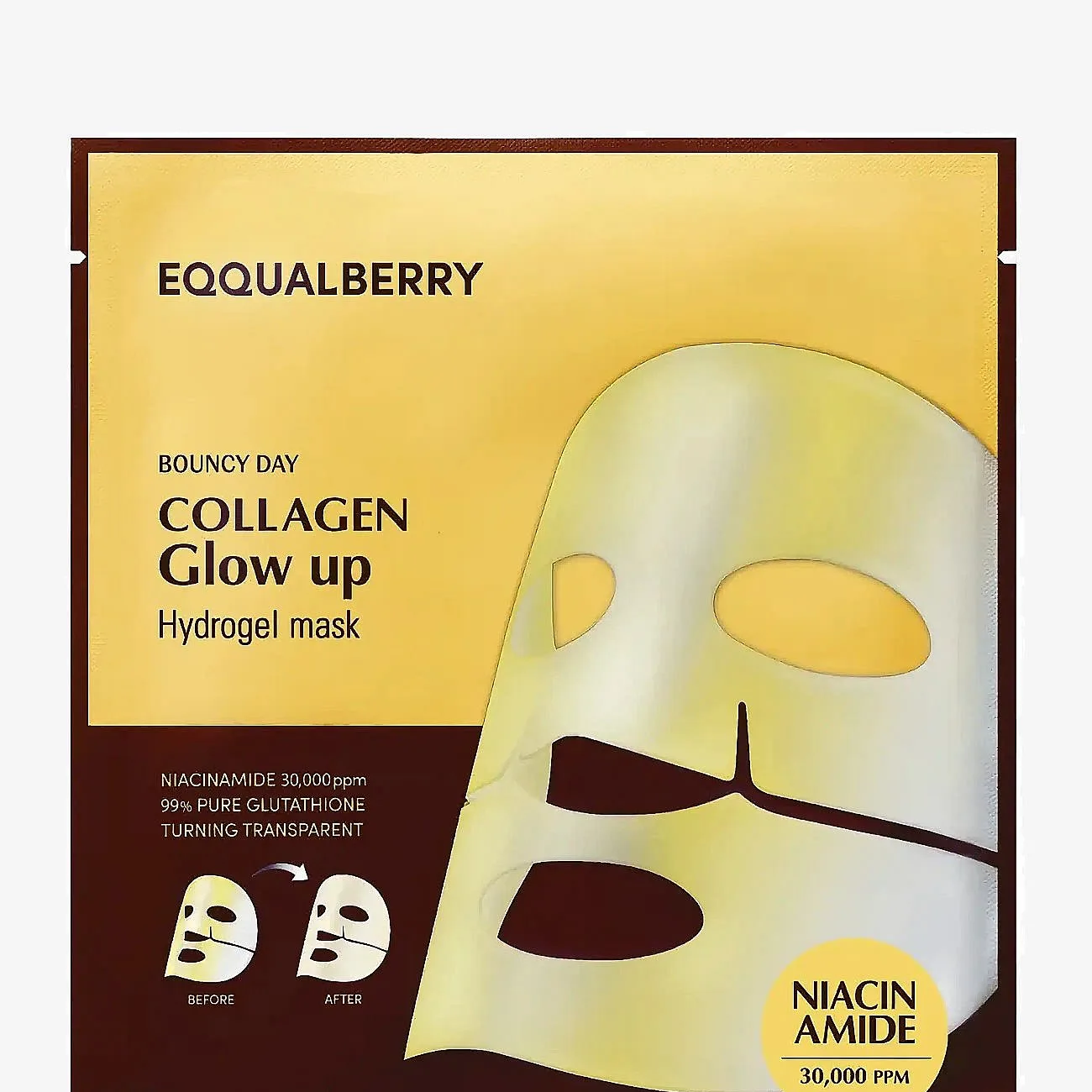 EQQUALBERRY Collagen Glow Up Hydrogel Mask Uppljusande och fuktgivande arkmask Med gel-textur 30 g