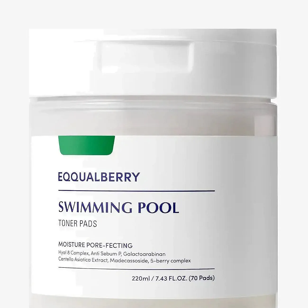 EQQUALBERRY Swimming Pool Toner Pads Eksfolierende puder med fugtgivende virkning 70 stk.