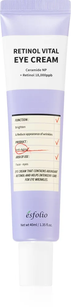 esfolio Retinol Vital Ögonkräm mot rynkor  med retinol 40 ml