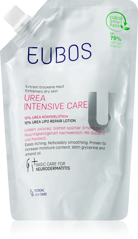 Eubos Dry Skin Urea 10% Återfuktande kroppslotion för torr och kliande hud Påfyllning 400 ml