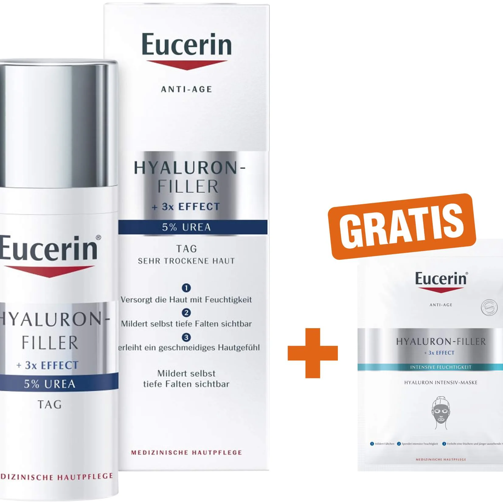 Eucerin Anti-Age Hyaluron-Filler Urea Tagespflege 50 ml + gratis Anti Age Hyaluron Spray 50 ml - Bei trockenheitsbedingten Falten