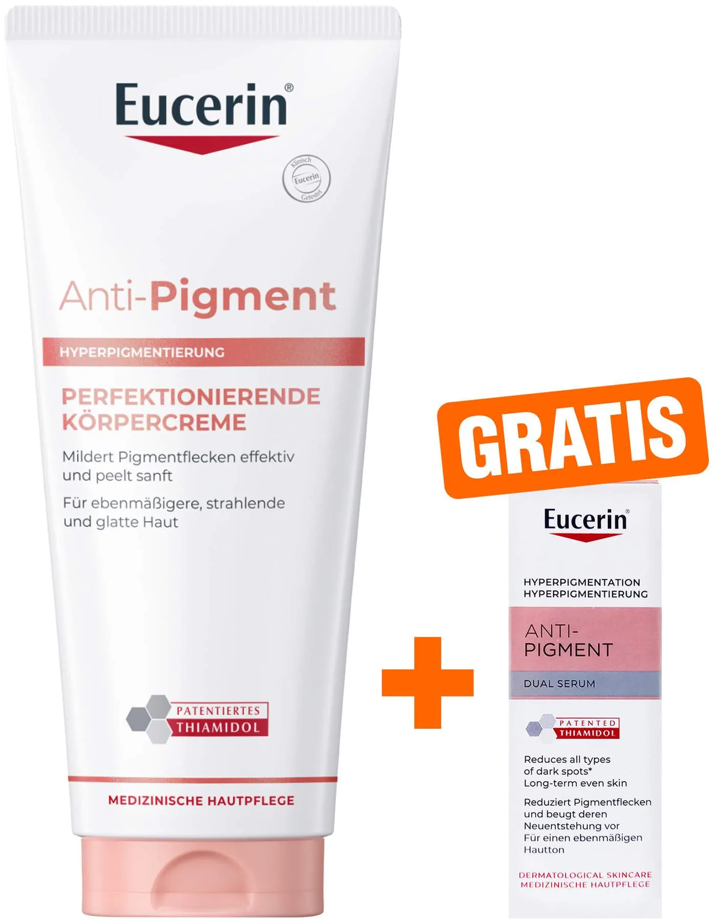 Eucerin Anti-Pigment Perfektionierende Körpercreme 200 ml + gratis Eucerin Anti - Pigment Dual SerumMini 7 ml - Für ebenmäßigere und strahlende Haut