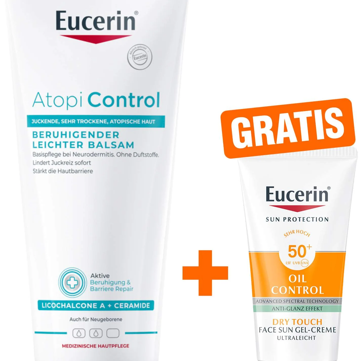 Eucerin AtopiControl Balsam 400 ml + gratis Eucerin Sun Gel-Creme Oil Control 20 ml - Bei Neurodermitis